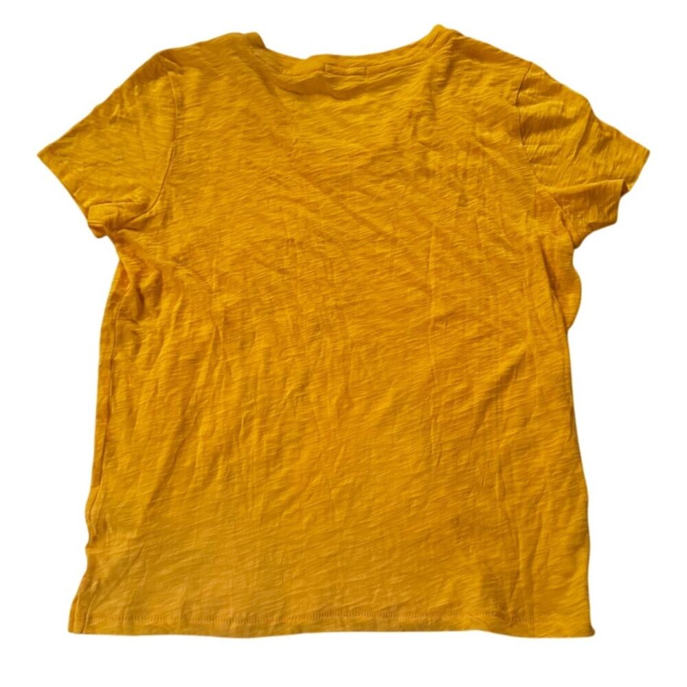 Goldie Lewinter Golden Yellow V-Neck Slub Cotton Tee, Size S - Picture 3 of 6